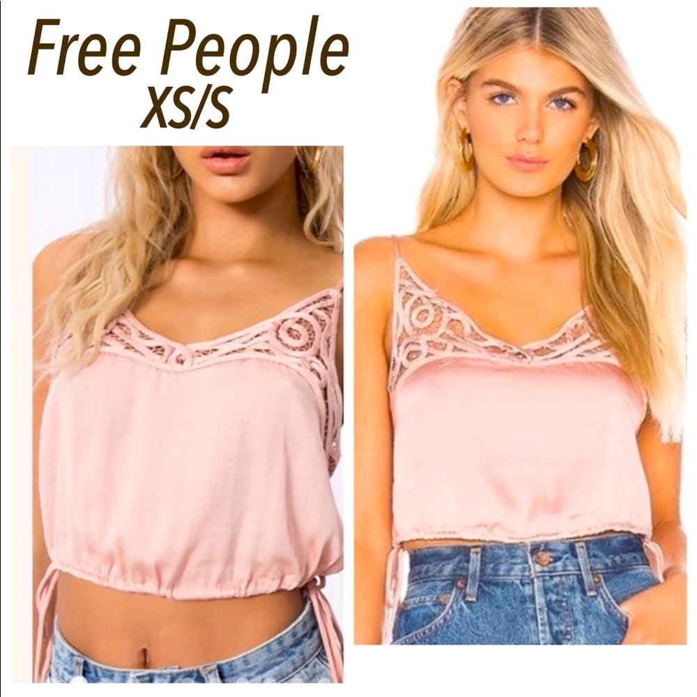 NWT XS/S Free People petal pink blouson brami cami soft silk feel spaghetti stra